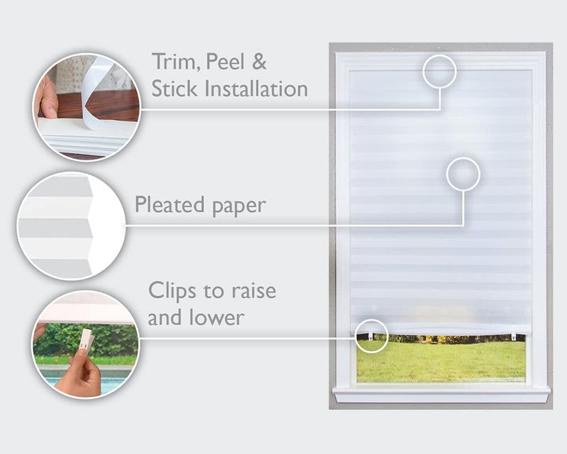 Redi Shade No Tools Original Light Filtering Pleated Paper Shade White, 36" W x 72" L, 6 Pack - Image 2